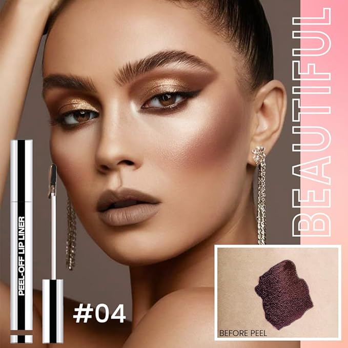 Matte Liquid Lip Stain Peel Off Lip Liner Tattoo - Light Taupe, Waterproof Smudge-Proof Lip Gloss, Long-Lasting Non-Stick Cup Formula, Natural Peel Off Design for All Skin Types #4-VivaGrace Women