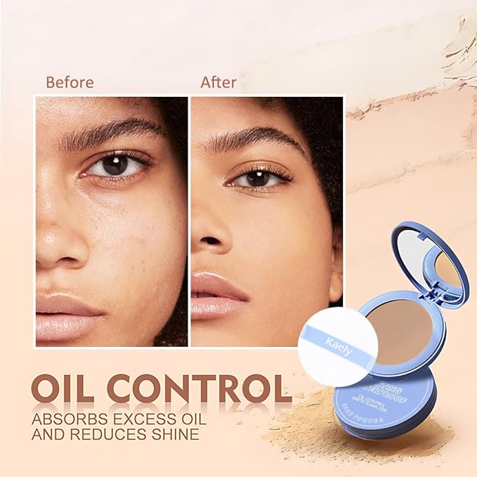 evpct Kaely Oil Control Pressed Face Powder, Get Smooth Flawless Fine Lines and Lightweight Finishing Foundation, Control Shine Long Lasting Waterproof Face Setting Powder Cosmetic, 10 Sand-VivaGrace Women