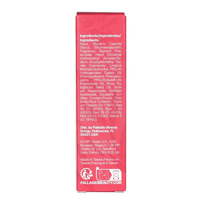 Palladio Jelly Tint, Liquid Stain for Cheeks & Lips, Vivid Color Lip Stain, Lightweight Non-Sticky and Transfer-proof, Natural Finish Makeup, Strawberry Sugar-VivaGrace Women