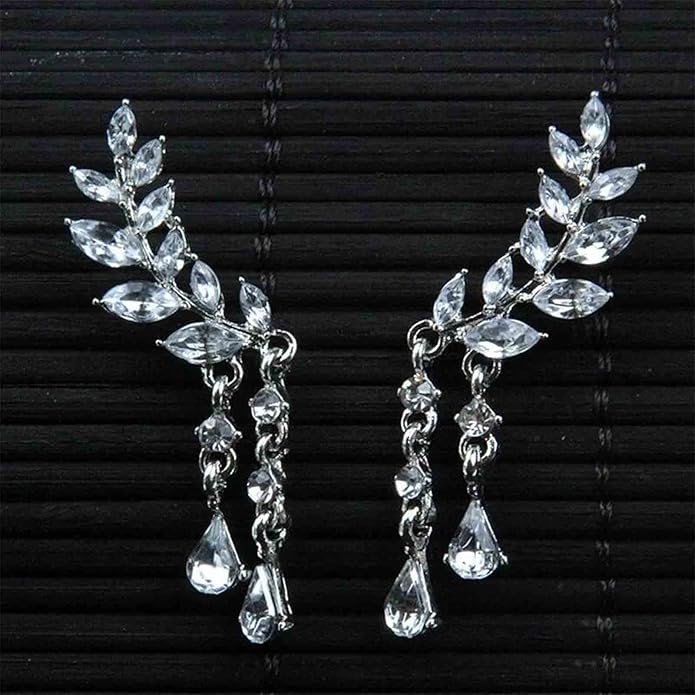 Boho Rhinestone Ear Crawler Earrings Gold Crystal Wing Ear Climber Earrings Angel Wing Crystal Dangle Earrings Cz Wing Studs Earrings Jewelry for Women and Girls-VivaGrace Women