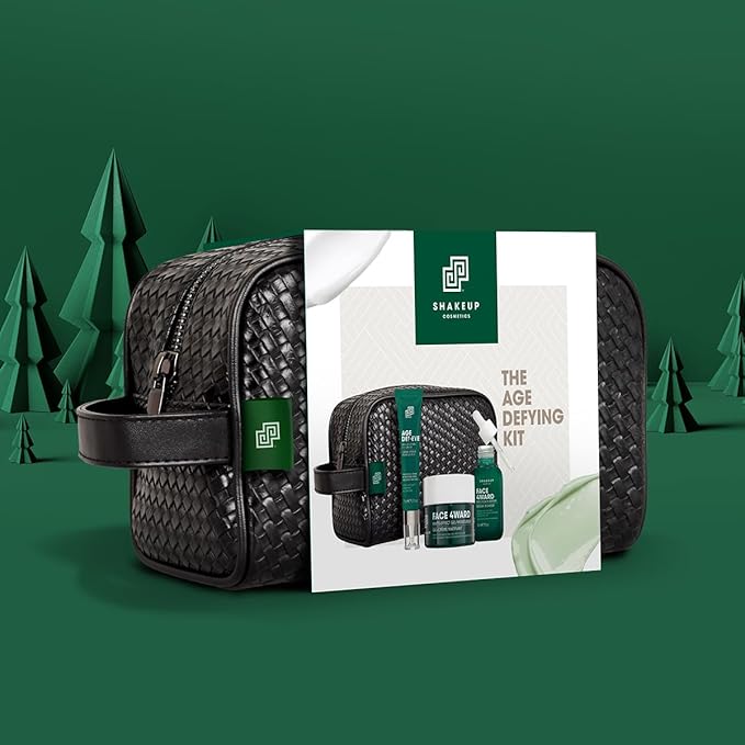 Shakeup - 4-Piece Mens Anti-Aging Gift Set, Age Def-Eye Lifting Eye Cream, Pro-Youth Serum, Matte-Effect Moisturiser, Plus Wash Bag-VivaGrace Women