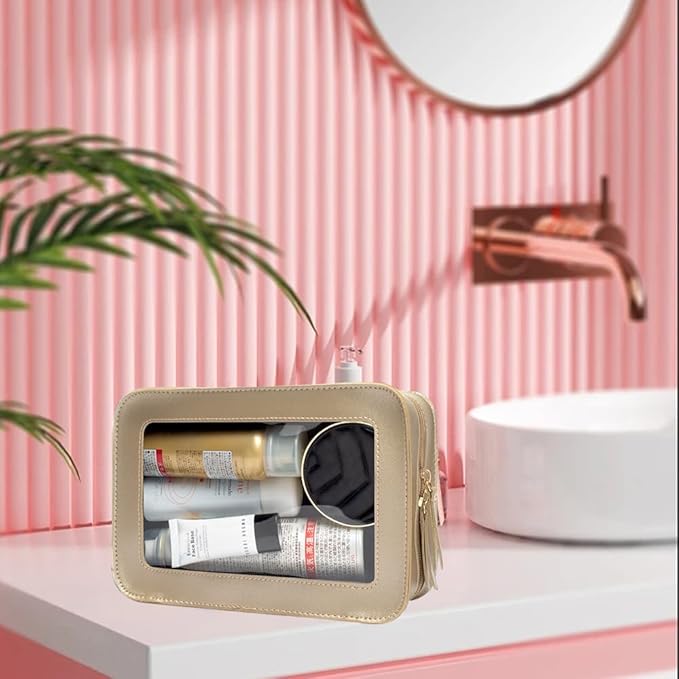 Clear Makeup Bag Small, TSA Approved Portable Toiletry Bag with Zipper Cosmetic Travel Bag Makeup Organizer Case Mini Makeup Pouch for Purse Car Organizer Bag for Women Men-VivaGrace Women