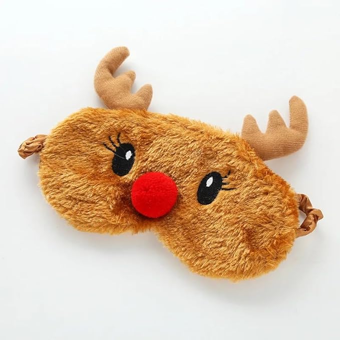 Cute Eye Mask for Sleeping Plush Cartoon Animal Sleep Plush Eye Mask Relaxation Suitable for Travel Family Party Toys for Christmas Elk Deer-VivaGrace Women