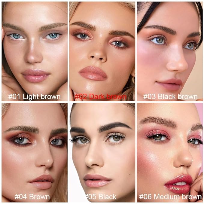 evpct 1Pcs Dark Brown Magic Microblading Dual-Ended Eyebrow Contouring Pen Brow Pencil, with 4 Brush Micro-Fork-Tips Applicator and Precise Brush-Tip, Hair Like Strokes, Dual-ended Eyebrow Brush-VivaGrace Women