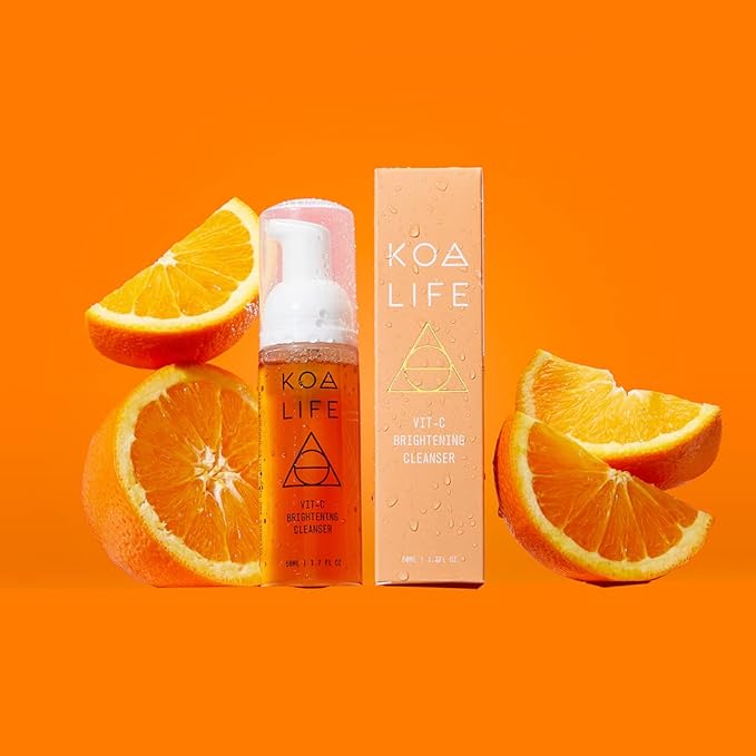 KOA LIFE Purify Set - Vit-C Brightening Cleanser, Electric Scrubber, Skin Brightening Face Wash, Vitamin C, Gentle Foam Facial Cleanser, Vegan - 30 Ml