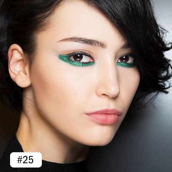 evpct Dark Pearl Green Gel Eyeliner Pencil for Women Waterline Waterproof Smudge Proof Eye Makeup Liners, Green Mascara Eye Liner Gel Liner Eyeliner with Sharpener delineador de ojos contra el agua 25