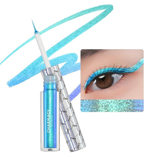 CHARMACY Chameleon Liquid Eyeliner, Liquid Glitter Eyeliner, Highly Pigmented, Metallic MultiColor Shifting waterproof Eyeliner, Ultra-Fine Tip, Longwearing, Smudge-proof (#301)-VivaGrace Women