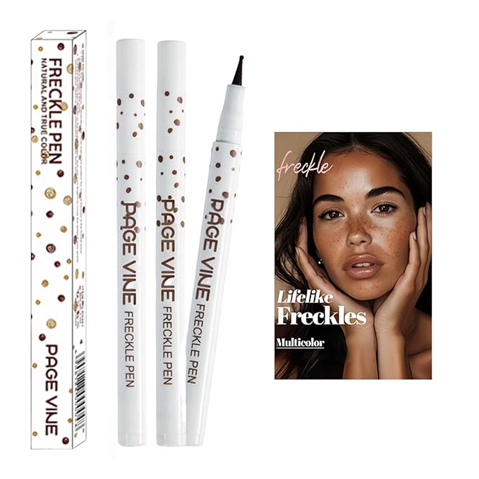 2 Pack Freckle Pen,Liquid Face Fake Freckles Makeup Pen to Create Natural Freckle Makeup and Freck beauty,Fake Freckles Waterproof for Lifelike Sunkissed Makeup,Mole Pen (01Light+02Medium)-VivaGrace Women