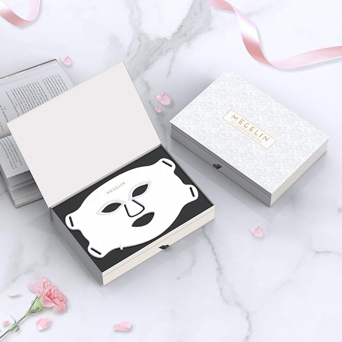 7 Colors Led Light Therapy Facial Mask, Face Light Therapy Mask for Face, Reduce Wrinkles Smooth Skin, Infrared Light Skin Rejuvenation(White)-VivaGrace Women