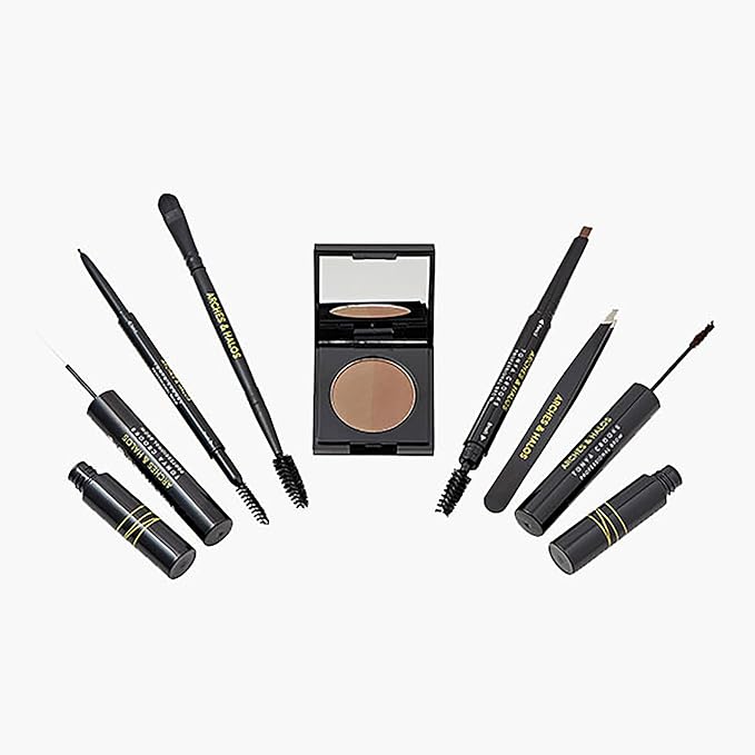 Arches & Halos - Ultimate Brow Hero Kit - Eyebrow Styling Makeup Kit, Pencil, Gel, Shading, Powder, Mousse, Natural and Bold Precise Brow Shaper - Hypoallergenic, Vegan - 7 Pc Kit, Medium-VivaGrace Women