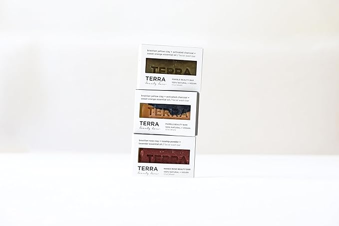 Terra Beauty Marble Beauty Bar Solid Facial Cleaner with Brazilian Clay and Charcoal