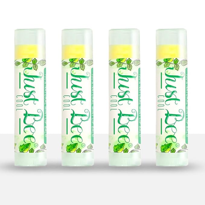 100% Natural Beeswax Lip Balm with Organic Oils (Cool Peppermint, 4 pack)-VivaGrace Women