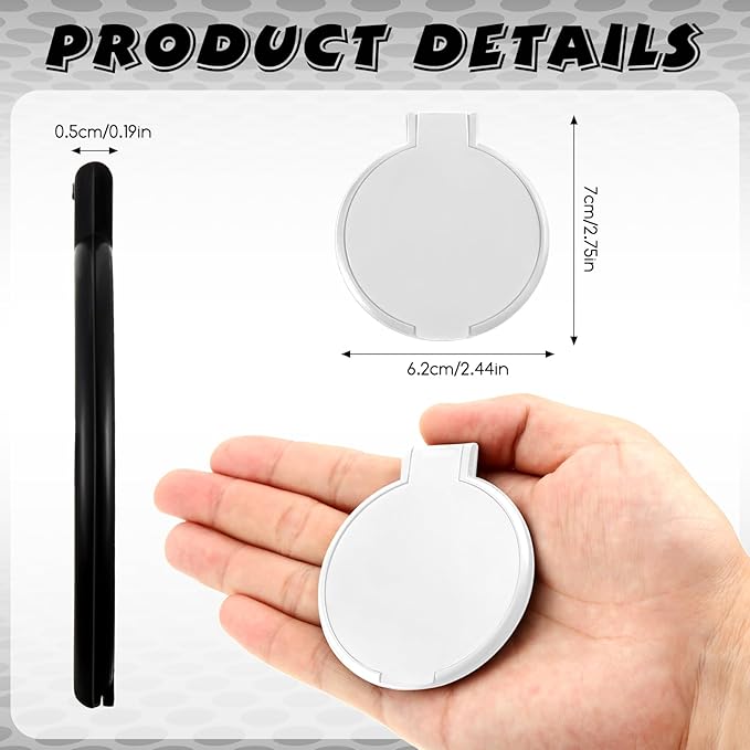 Yalikop 72 Pcs Compact Mirror Bulk Portable Round Makeup Mirror Mini Foldable for Purse Women Travel Daily Use Mother‘s Day Gifts (White,Black)