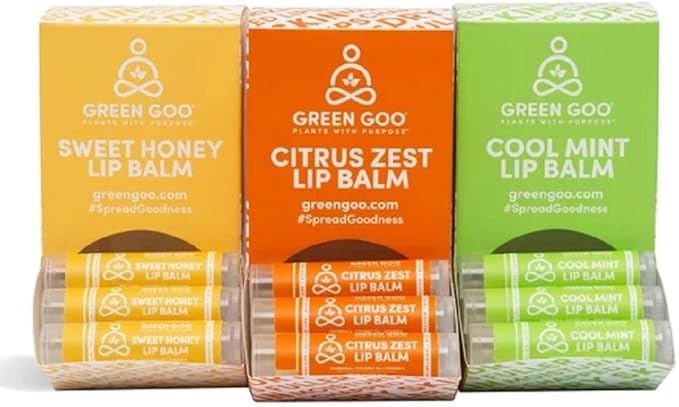 Green Goo All-Natural Lip Balm, Cool Mint, 0.15-ounce Stick, 4-pack-VivaGrace Women