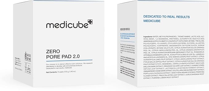 Medicube Zero Pore Pads 2.0, Dual-Textured Facial Toner Pads for Exfoliation and Pore Care with 4.5% AHA Lactic Acid & 0.45% BHA Salicylic Acid, Ideal for All Skin Types, Korean Skin Care (70 units)-VivaGrace Women