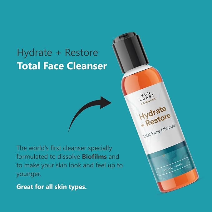 SUN COAST SCIENCES - Hydrate + Restore Total Face Cleanser, Vitamina B, Hydrating Facial Cleanser With Niacinamide for All Skin Types - 4 fl oz-VivaGrace Women