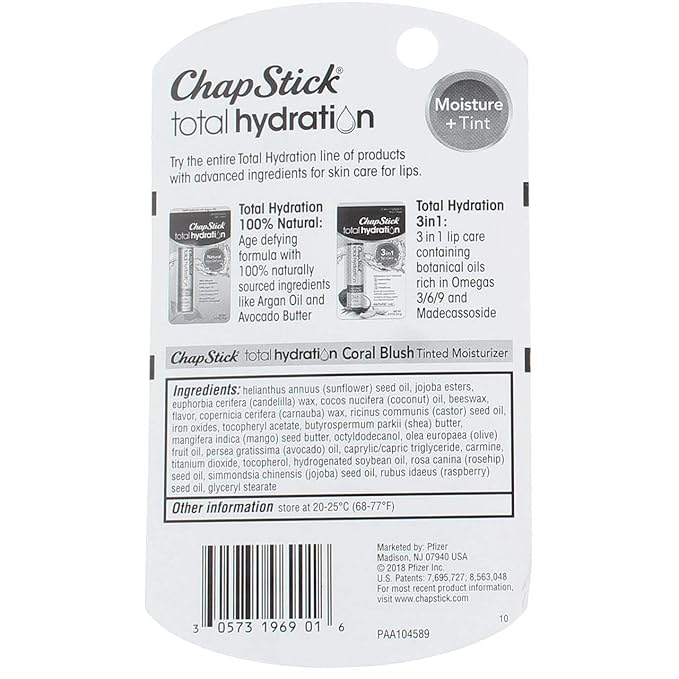ChapStick Total Hydration Coral Blush 0.12 oz (Pack of 2)-VivaGrace Women