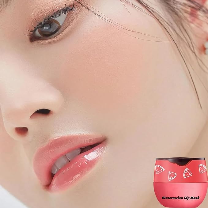 Watermelon Sleeping Lip Mask, Bee Lip Balm Lip Mask Honey Pot, Lip Mask Overnight Propolis Moisturizing Lip Balm with Stick, Hydrating Repair Prevention Dry & Cracked Lip Scrubs Exfoliato-VivaGrace Women