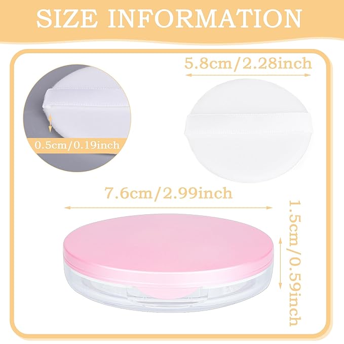 Mabor 2pcs Loose Powder Containers Powder for Women Girls Empty Face Powder Compact Powder Puff Container with Mirror Empty Reusable Powder Case-VivaGrace Women