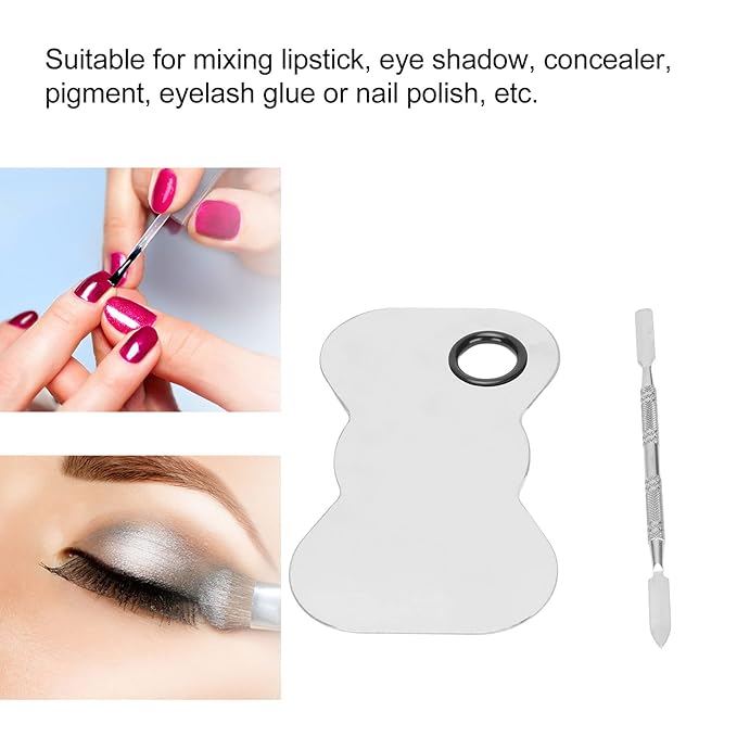Cosmetic Makeup Palette Spatula, Mixing Bow Shape Stainless Steel Makeup Palette for Cosmetic Blend-VivaGrace Women