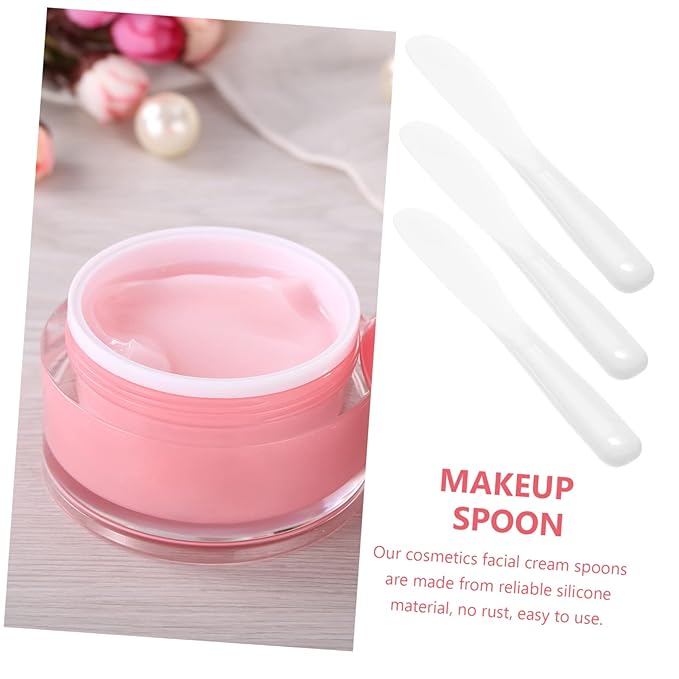Beaupretty 10pcs Tool Stick White Makeup Silicone Makeup Spatula Mini Silicone Spatula Silicone Stirring Tools Spatulas Cosmetic Long Spatula Barber Film Stick Face-VivaGrace Women