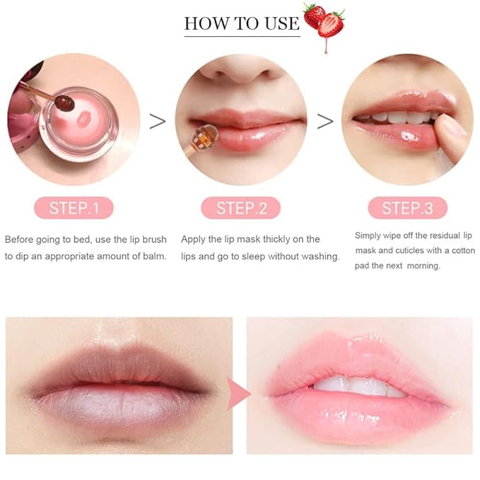 Bee Lip Balm Honey Pot, Hydrating & Prevention Dry and Cracked Lip Scrubs Exfoliator, Propolis Moisturizing Lip Mask Honey Lip Balm Reduces Lip Lines, Lip Exfoliating Bee Lip Balm with Brush-VivaGrace Women
