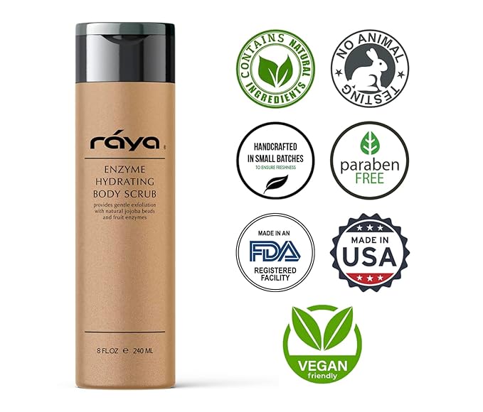 RAYA Enzyme Hydrating Body Scrub 8 oz Pineapple Scent (S-104) | Gentle and Exfoliating Body Scrub | Made with Seaweed, Jojoba Beads, and Fruit Enzymes-VivaGrace Women