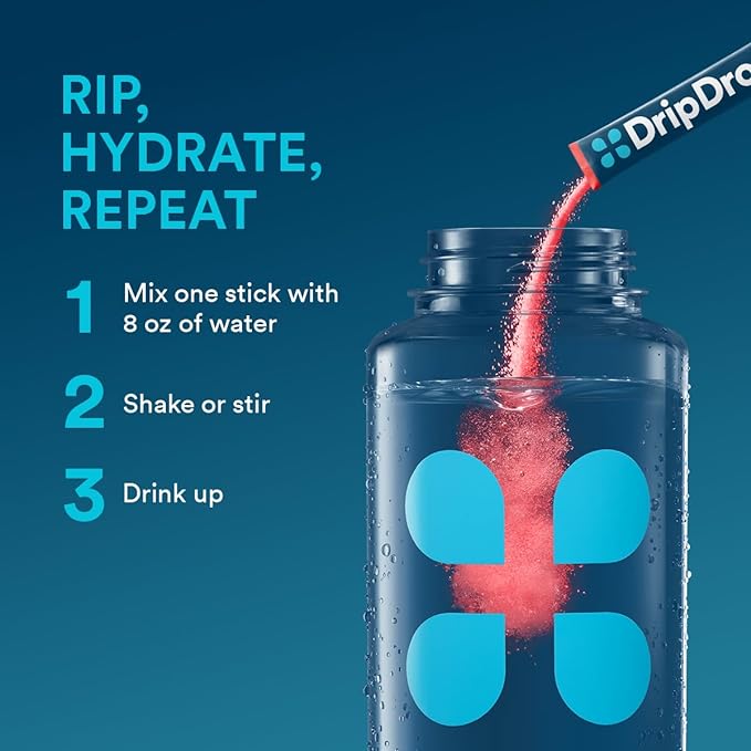 DripDrop Hydration Packets - Juicy Variety Pack - Single Serve Electrolytes Powder Drink Mix - Grape, Fruit Punch, Strawberry Lemonade, Cherry - Non-GMO, Gluten Free, Vegan - 32 Sticks-VivaGrace Women