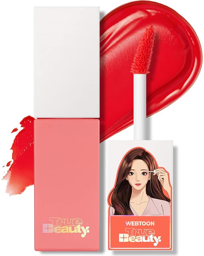 AMTS Webtoon True Beauty - 02 Some Sweet | Coral Lip Tint Stain | High Pigment Liquid Shine Non-Sticky Long-Wearing Long-Lasting | Korean Webtoon True Beauty Cute Coral Makeup-VivaGrace Women