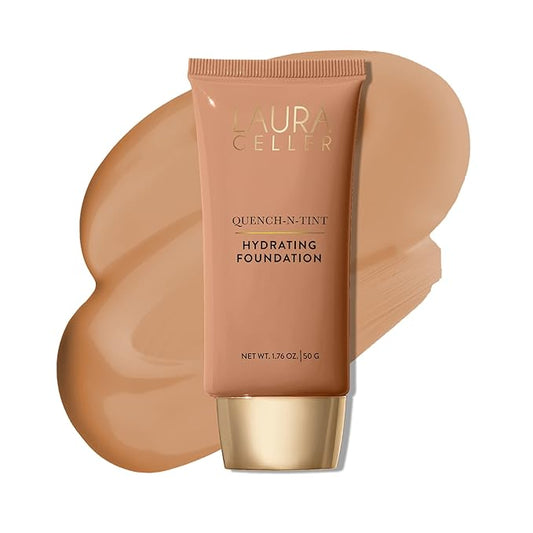 LAURA GELLER NEW YORK Quench-n-Tint Hydrating Foundation - Medium/Deep - Sheer to Light Buildable Coverage - Natural Glow Finish - Lightweight Formula with Hyaluronic Acid-VivaGrace Women