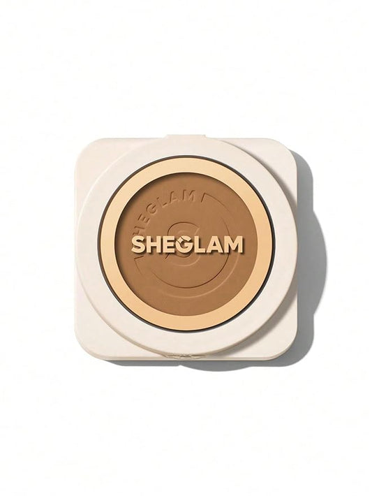 SHEGLAM SKin-Focus Full Coverage Powder Foundation Oil-Control Lightweight Face Pressed Powder Makeup-Saddle-VivaGrace Women
