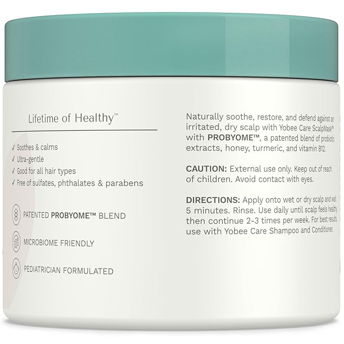 Yobee Ultra Gentle Soothing Scalp Mask - Dry Scalp Treatment Hair Mask Safe For Sensitive Baby Skin - Probiotic Infused - For Sensitive Scalp & Cradle Cap - For Babies, 4 fl oz-VivaGrace Women