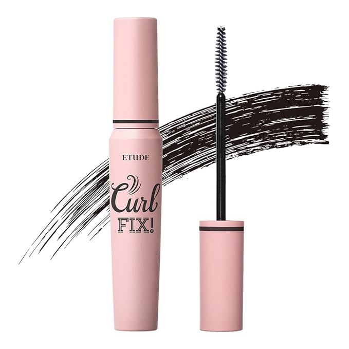 ETUDE Curl Fix Mascara #1 Black (7.5g) | A curl fix mascara that keeps fine eyelashes powerfully curled up for 24 hours by ETUDE's own Curl 24H Technology, Korean Makeup, Kbeauty, Perfect for Gift