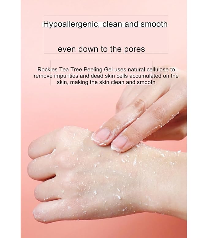 Tea Tree Peeling Gel (4.1fl oz) - Gentle Exfoliating Gel for Face & Body with Natural Cellulose, Remove Impurities for Smooth Skin, Korean Skin Care. Cica, Licorice & Aloe Vera Extracts.