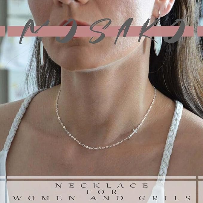 Dainty Cross Pendant Necklace Choker Necklace Chain Christian Necklaces Jewelry for Women and Girls-VivaGrace Women