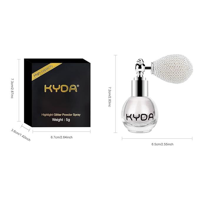KYDA Highlighter Powder Spray, Glitter High Gloss Spray Shimmer Sparkle Powder Makeup Spray, for Face Body Cosmetic-Pearl White-VivaGrace Women