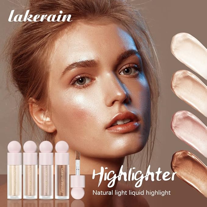 Liquid Highlighter - Luminous Finish Light Liquid Luminizer Makeup Enhanced with Pearl Particles & Botanical Blend, Weightless Dewy Glow for Radiant Skin, Vegan, Cruelty-Free (#01 Moonlight)-VivaGrace Women