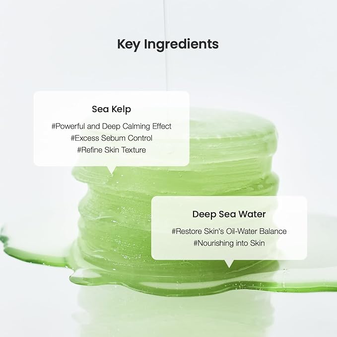 Biodance Sea Kelp Gel Toner Pads, Calming & Soothing for Sensitive Skin, Oil & Sebum Control, Blemish Care, Gentle Exfoliating Toner Pads, Korean Skincareㅣ4.93 fl.oz.(140g)*60Pads-VivaGrace Women