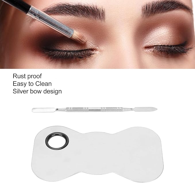 Cosmetic Makeup Palette Spatula, Mixing Bow Shape Stainless Steel Makeup Palette for Cosmetic Blend-VivaGrace Women