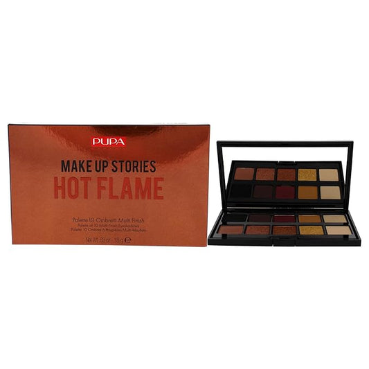 Pupa Milano Make Up Stories Eyeshadow Palette 002 Hot Flame - 10-Shade Shadow Collection with Matte, Satin, and Metallic Color Options - High Pigment Formula - Soft, Blendable Texture - 0.63 oz-VivaGrace Women