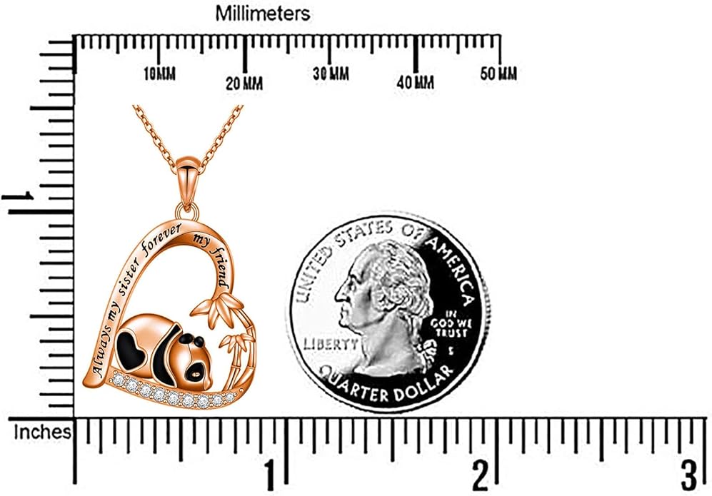 Silver Crystal Panda Necklace Choker Vintage Heart Panda Pendant Cute Animal Necklace Charm Jewelry I Love You Forever Birthday Gifts for Kids Women and Girls-VivaGrace Women
