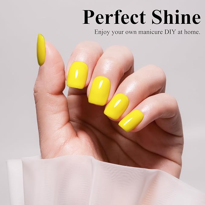 Imtiti Lemon Yellow Gel Nail Polish, 15ml Neon Yellow Color Gel Polish Soak Off LED Nail Polish Gel Nail Art Design Manicure Salon DIY at Home 1Pcs