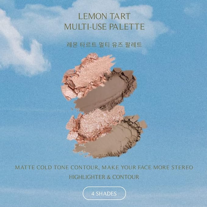FreshO2 x Pony | Lemon tart multi-use Palette | 2 shades of highlight and 2 shades of contour| Delicate pearl like shimmer, super smooth | Made In Taiwan | Vegan Cruelty Free-VivaGrace Women