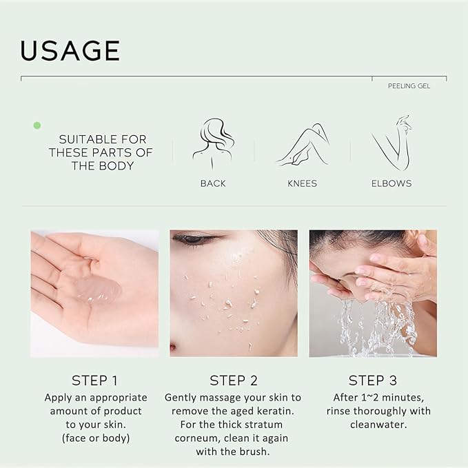 KOEC Purifying Exfoliating Gel with Face Washing Brush, Exfoliating Face Wash, Deep Cleansing Peeling Gel for the Whole Body, Facial Scrub Exfoliator, Oil & Dirt Cleanser for All Skin Types (1PCS)