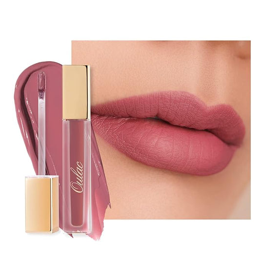 Oulac Matte Liquid Pink Nude Lipstick for Women, Long Lasting Lipstick Waterproof Lip Stain, No Transfer, Creamy High Pigmented Formula with Rose Oil, Vegan & Cruelty-Free, Pink Nude M12-VivaGrace Women
