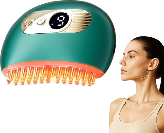 Lymphatic Contour Face Brush – Face Massager for Lymphatic Drainage, Double Chin Reducer, and Facial Sculpting – Gentle Vibrating Lymphatic Drainage Tool for Jawline & Puffiness - Green-VivaGrace Women