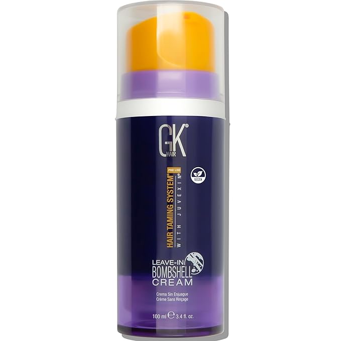 GK HAIR Global Keratin Leave In Bombshell Purple Cream (3.4 Fl Oz/100ml) Conditioning Smoothing Moisturizing Hydrating Frizz Control for Blonde Damaged Hair Removes Yellow Brassy Tones Flyaways-VivaGrace Women