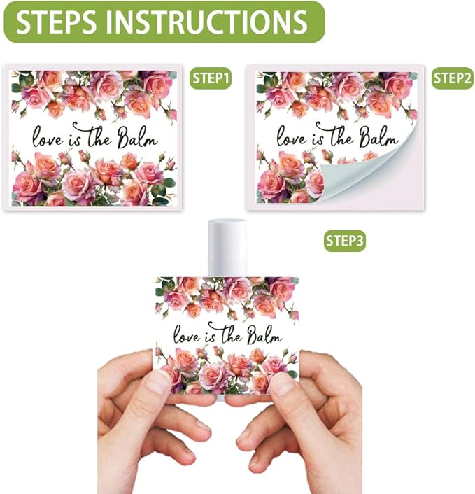OLYCRAFT 100Pcs 4 Styles Pink Rose Lipstick Tag Stickers Vintage Lip Balm Label Sticker 2.1x1.7 inch/54x44mm Self Adhesive Border Lipstick Labels for Lip Balm Container Tubes Wrapping Decorations-VivaGrace Women