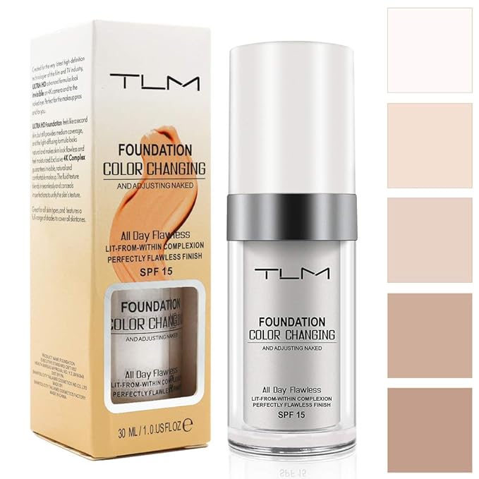 Color Changing Foundation, 2 Pack, Liquid, Moisturizing, Sunscreen, 30ml-VivaGrace Women