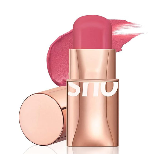 Cream Blush Stick for Cheeks Makeup, Waterproof Face Blush Stick Multi-Use Lip and Cheek Tint, Matte Finish Easy to Blend Lightweight Natural Cream Blusher Makeup for All Skin Tones-Cherry Pink-VivaGrace Women